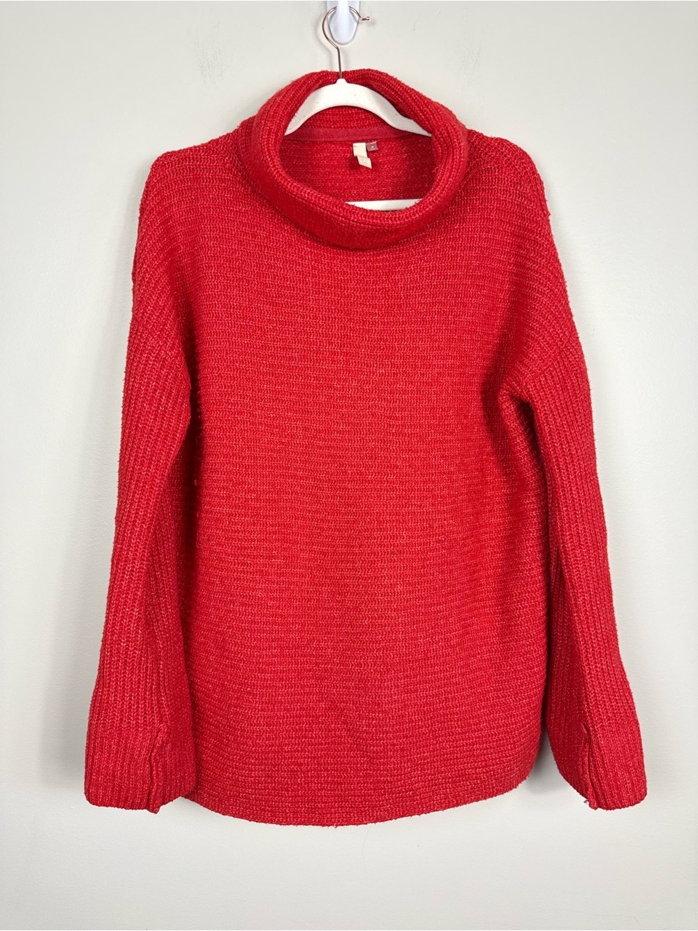 Anthropologie Pilcro Knit Sweater Womens Medium Cowl Neck Red Oversized Top - Picture 2 of 8